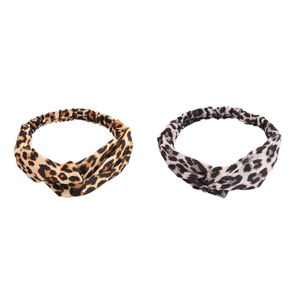 Women Girl Swide Yoga Headband Leopard Print Stretch Hairband Hair Bands Turban