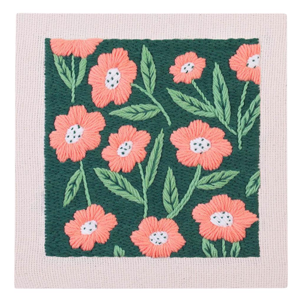 Complete Punch Needle Embroidery Kit DIY Craft Beginner Floral Animal Pattern Yarn Canvas Wall Art