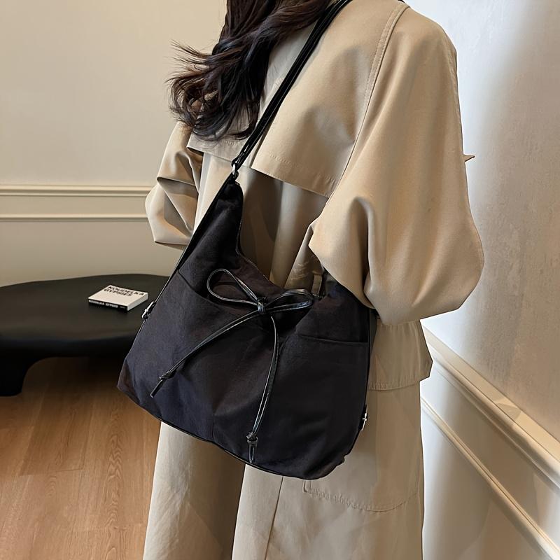 Women'S Single Shoulder Bag, Vintage Style, Large Capacity, Tote Bag,Synthetic Faux Leather, Zipper Closure, Polyester Lining