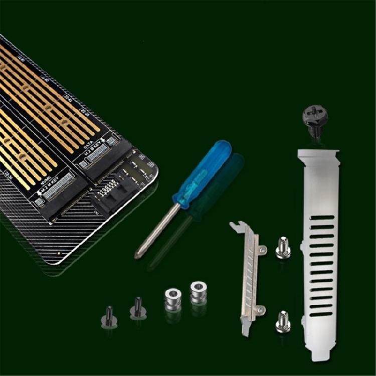 M.2 NVME Accelerator-kort Dubbla SSD-enheter till PCIE-adapterkort Stöder M+B-nyckel SSD-enheter till PCIE-omvandlare NVME-adapterkort