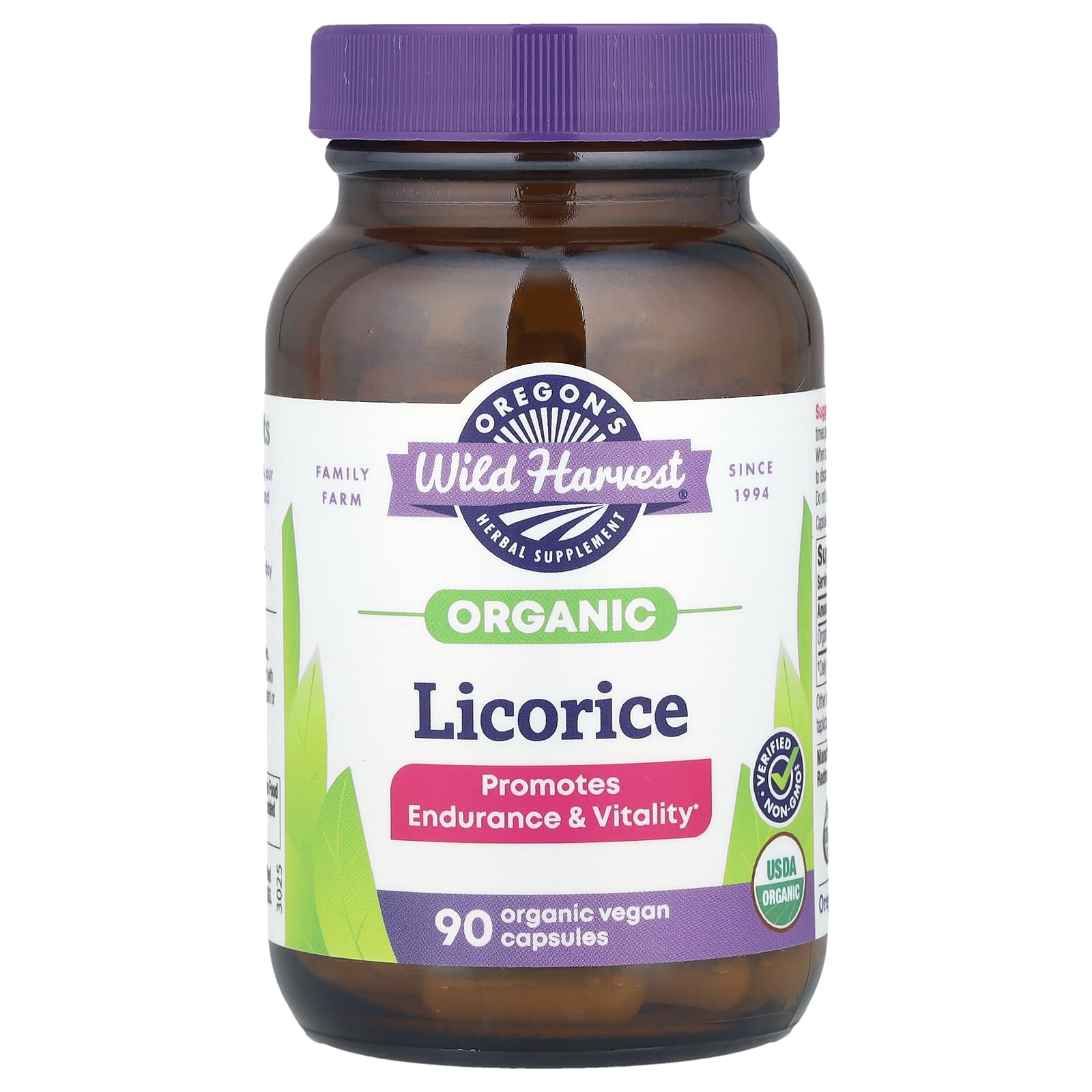 

Oregon S Wild Harvest, Organic Licorice, Organic Veggie Caps, 90 ct (450 mg per cap)