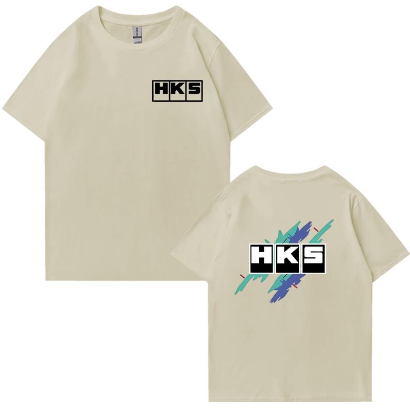 

Japanese JDM Improved HKS Endless Car Graphic Short Sleeve T-shirts Cotton Men Women Oversized Tee Shirt Double Sided Unisex Top 4XL