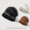 1Pcs Versatile Beading Baggy Cap Bohemian Style Ethnic Style Beanies Cap Polyester Keep Warm Pullover Hat For Autumn And Winter