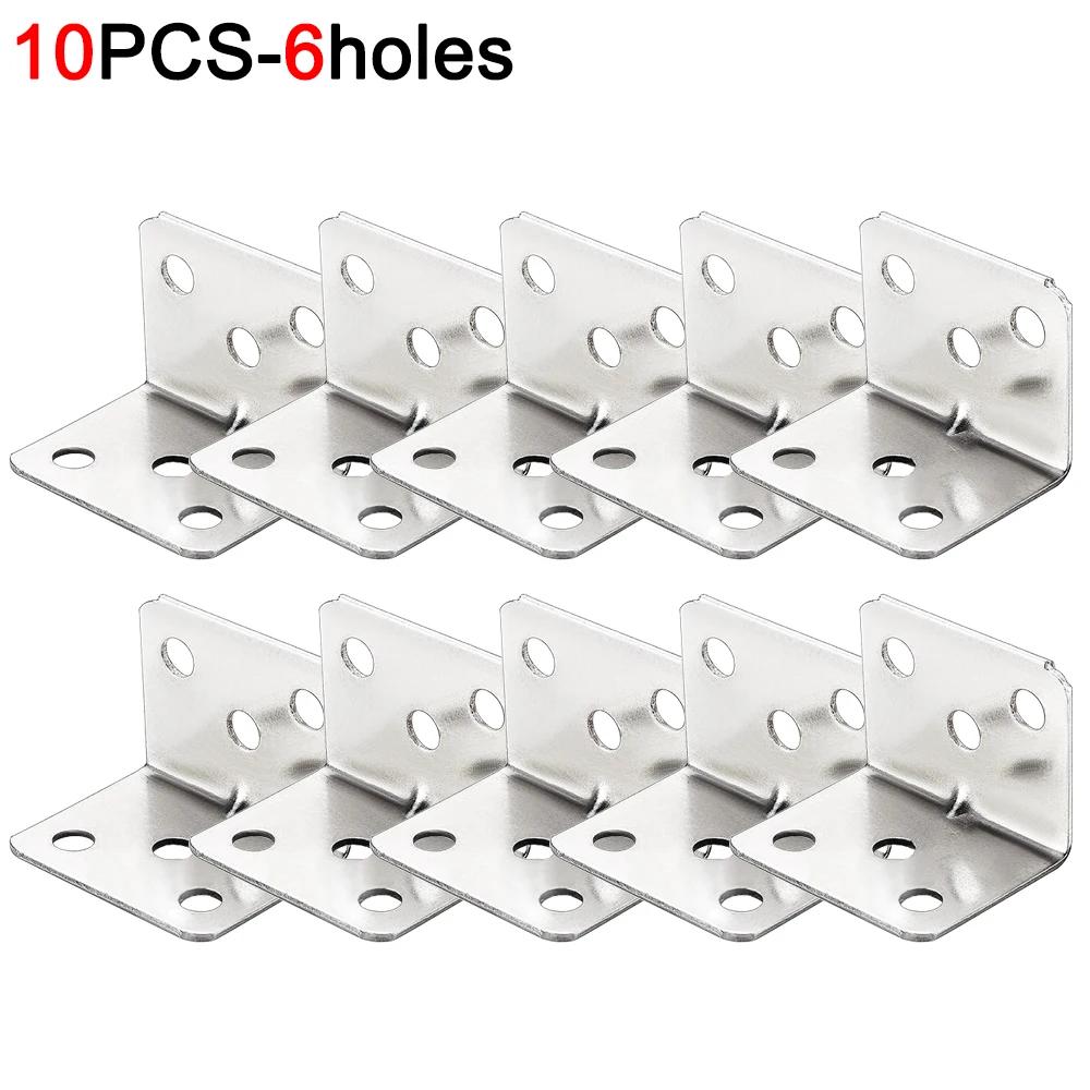 30/10PCS Universal Furniture Corner Connectors Stainless Steel Corner Braces Heavy Duty Brackets Fastener For Bedframe Cabinets