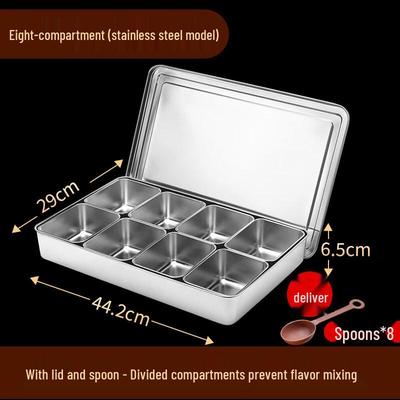 HUALEAI Stainless Steel Multi-Grid Seasoning Box