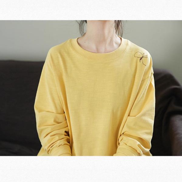 Butterfly Embroidery Round Neck Long Sleeve Women's Hoodie