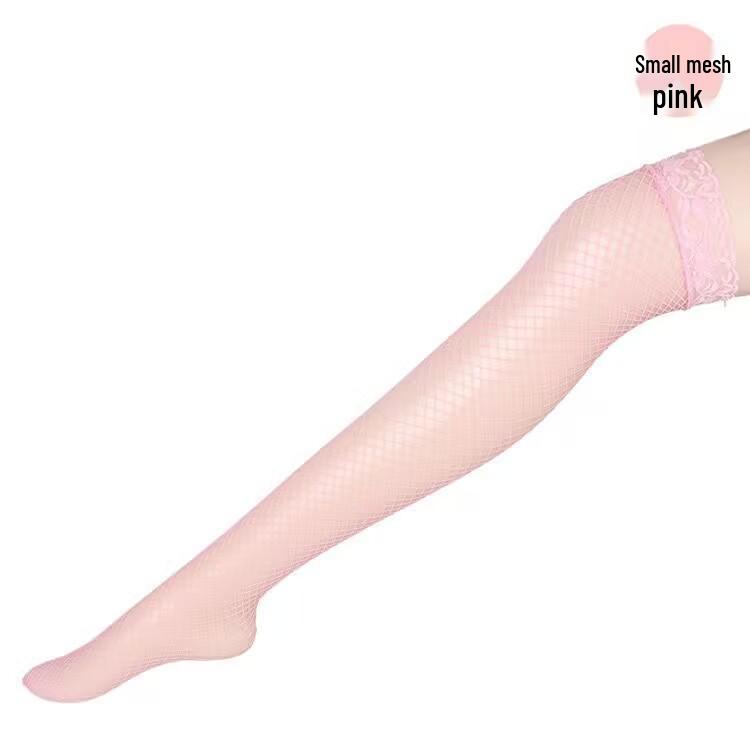 Lace Lingerie Set: White Mesh Thigh-High Socks, Small/Medium
