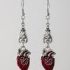 Retro Gothic Vampire Bat Bowknot Skeleton Red Drip Glaze Heart Pendant Dangle Earrings for Women Hallowmas Scary Jewelry Gifts