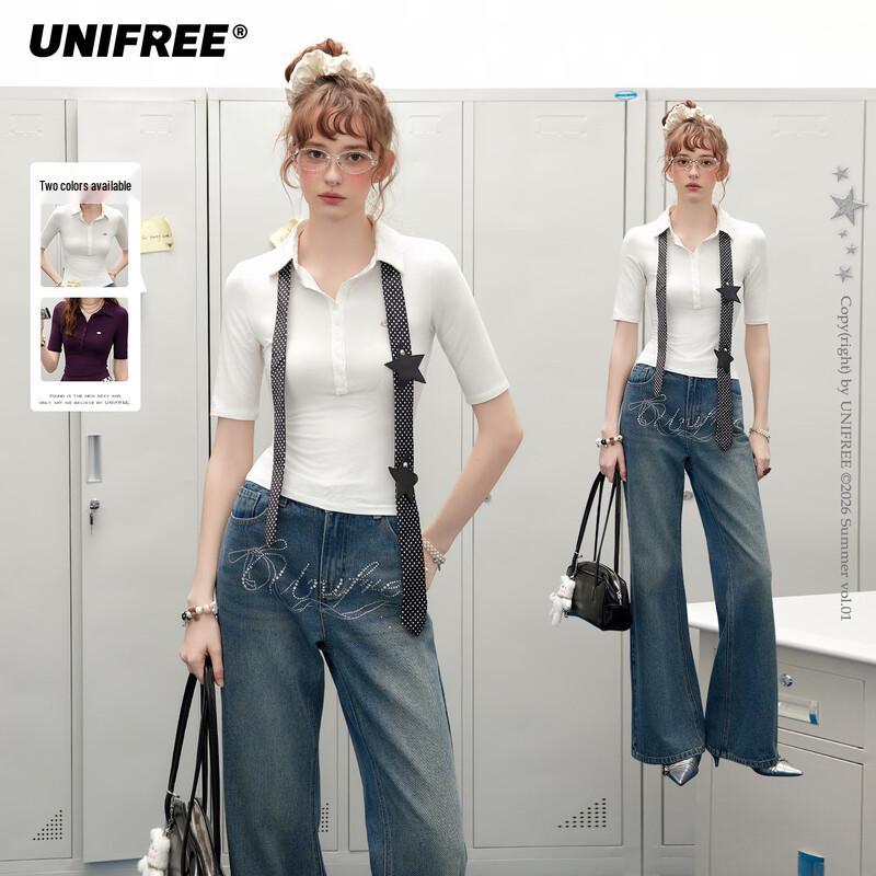 UNIFREE Slim-Fit Polo Neck T-Shirt S