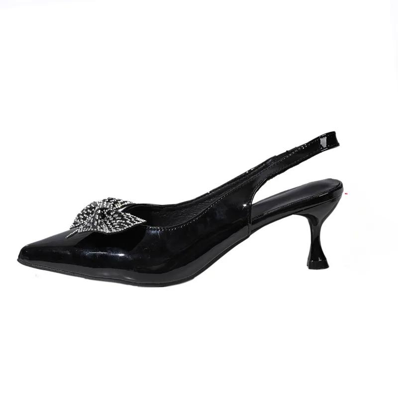 2025 New Slip-on Women's High Heels Crystal Butterfly-knot Office and Career Best Seller Plus Size Closed Toe Sandals