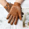 Goatskin Touch Screen Leather Gloves Women's Motorcycle Riding Unlined Four Seasons Thin Car Driving Full Finger Driver