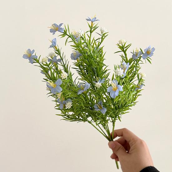 Künstliche Schleierkraut mit grünen Blättern UV-beständig 7-Zweig Falsche Seidenblume Haus Büro Hochzeit Party Innen Außen Falsche Blüte Dekoration