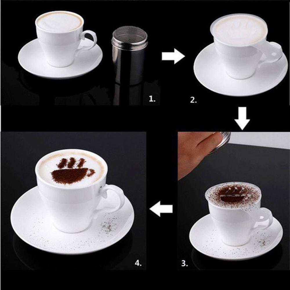 16pcs DIY Cake Latte Cappuccino Foam Tool Decorating Coffee Art Stencils