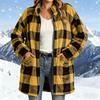 Women's Casual Plush Plaid Zip-Up Jacket for Fall and Winter Wear
