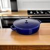 Staub Braiser Saut? Pan, Grand Blue, 28cm, Large, Double-Handled Cast Iron Enamel Pan, Shallow, Sukiyaki, Induction Compatible [Official Japanese Prod