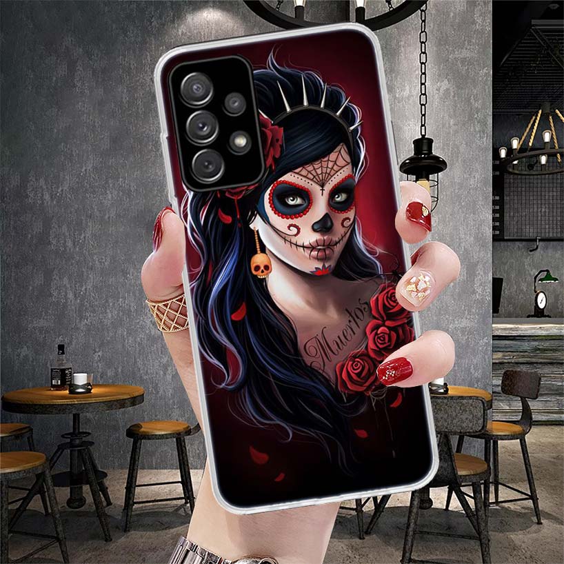 

Catrina Beautiful Rose Girl Skull Soft Phone Case For Samsung Galaxy A13 A14 A15 A16 A17 A53 A54 A55 A56 A57 A33 A34 A35 A36 A37 Samsung A37