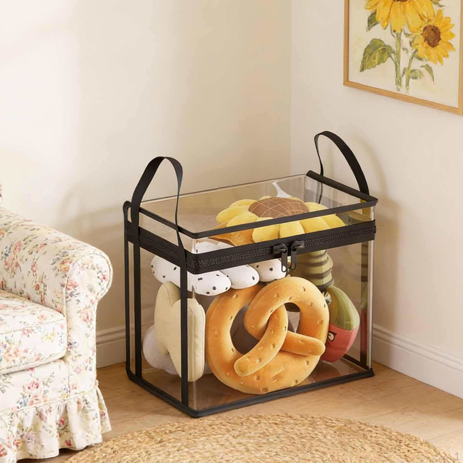 Stuffed Animal Storage Bag Toy Organizer Box Display Gift Container PVC Clear Travel Case Doll Bin Black 950₽