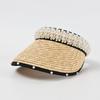 Summer Hat for Women Straw Hat Handmade Empty Top Pearl Peaked Cap Sun Hat Visor Curved Brim Beach Hat Sun Protection Vacation