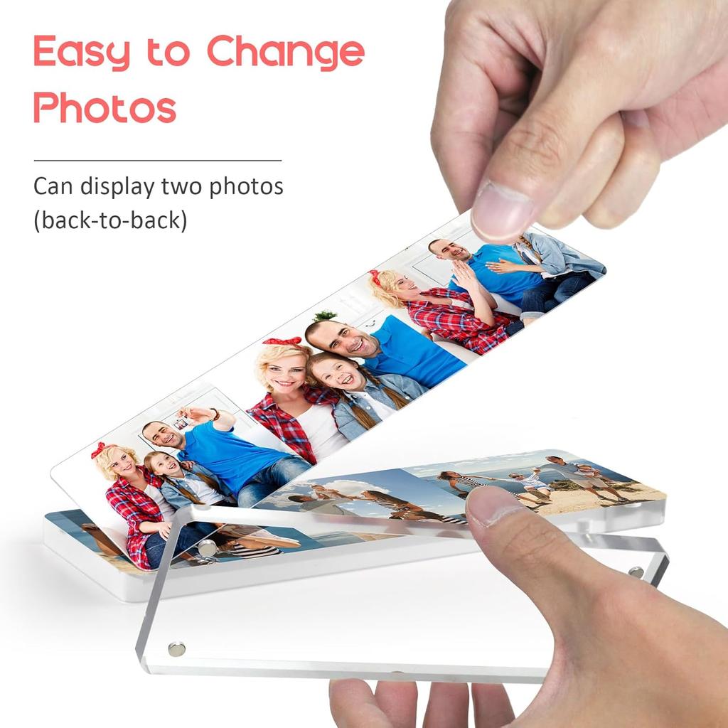 Vowcarol Photo Booth Frame 2x6 Picture Frame, Clear Acrylic Frame, Strong Magnetic 2x6 Acrylic Picture Frames, Free Standing Desktop Display- 1 Pack