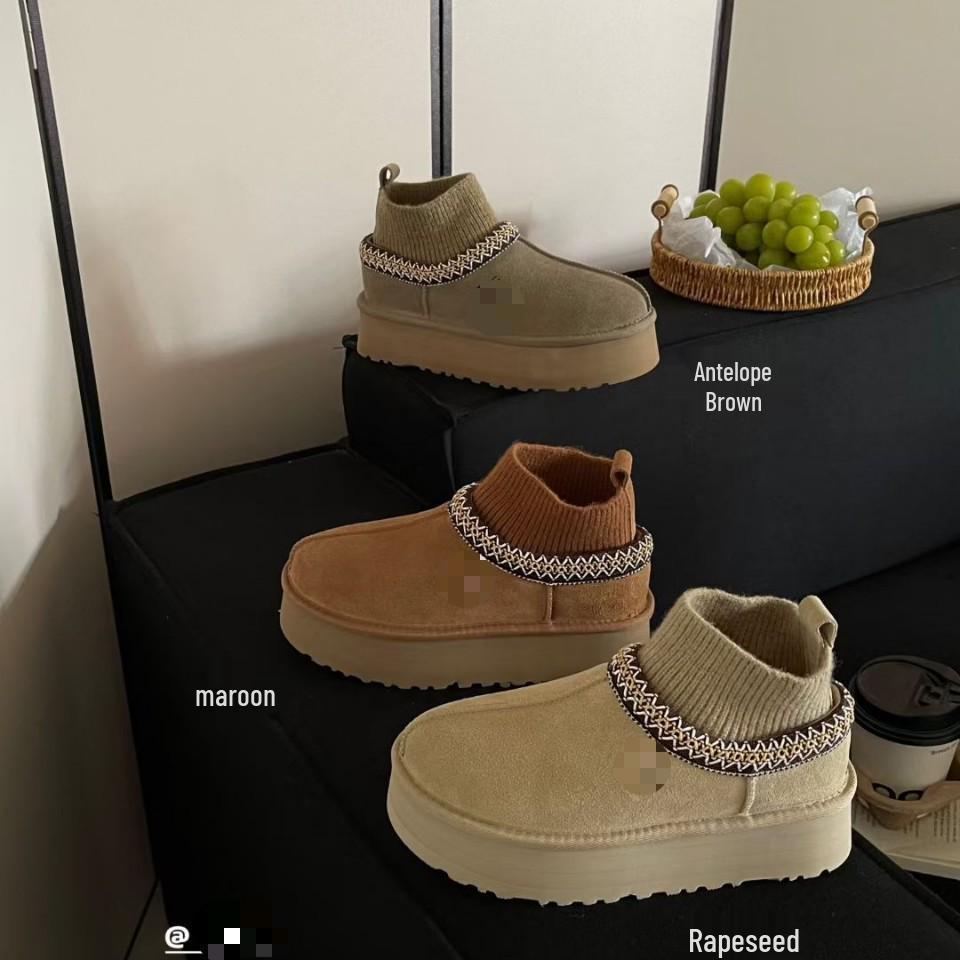 

Этнические ботильоны из овчины с толстой подошвой 35