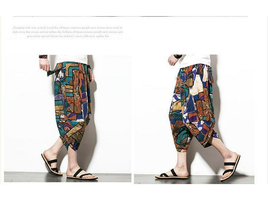 2024 Men's Solid Color Plus Size Casual Linen Harem Pants