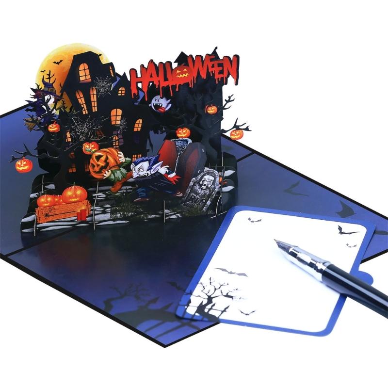 Vampires Theme 3D Standing Halloween Greeting Card Invitation Card For Eerie Celebration And Home Decoration