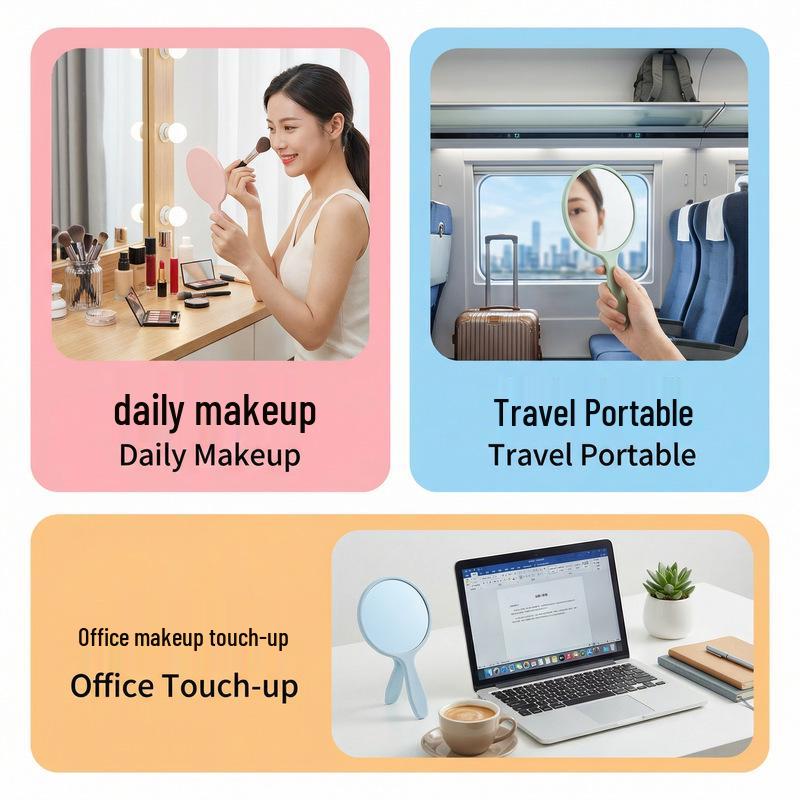 Portable High Definition Round Handheld Makeup Mirror with Handle for Vanity and Beauty Applications