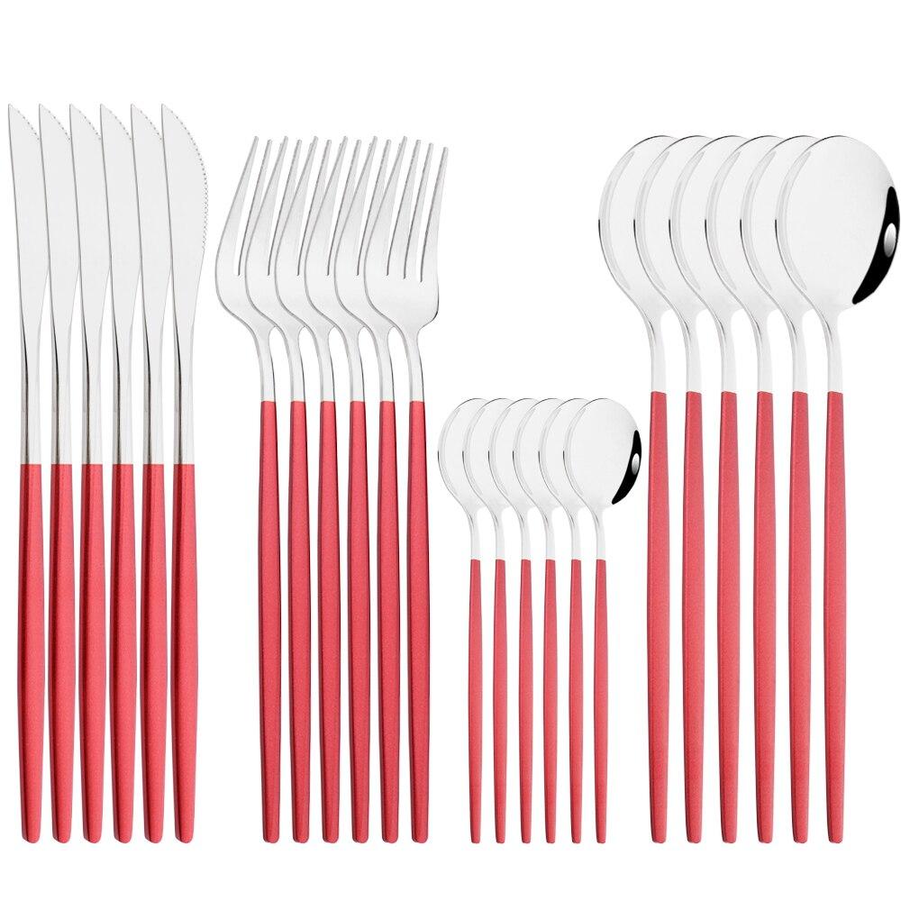 Mirror 24pcs Dinnerware Set Western Stainless Steel Cutlery Set Black Fork Spoon Silverware Set Knife Flatware Set Tableware Set
