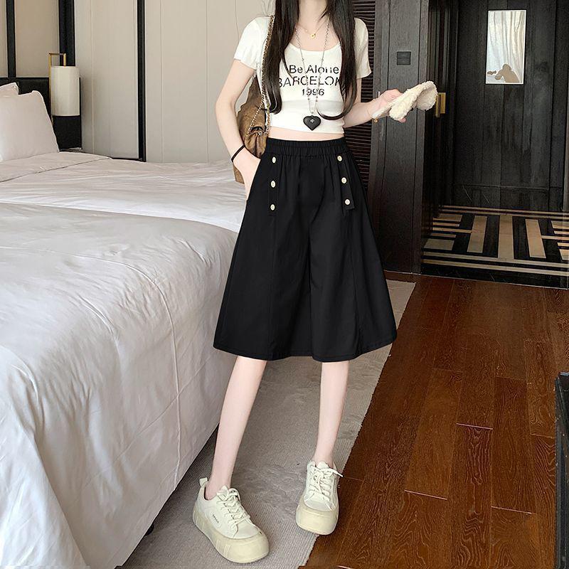 

Women s High-Waist Loose Fit Summer Shorts - Elastic, Wide-Leg, Mid-Length 4XL (181-200 lbs)