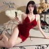 Sexy Lingerie Sexy Velvet Seduction Whole Single Deep V Passion Seduction Cross Lace Backless Seduction