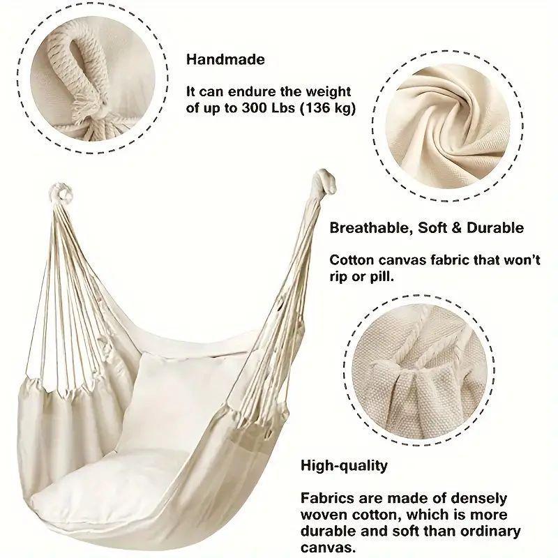 College Dorm Hanging Chair, Hammock & Rocking Basket for Indoors/Outdoors