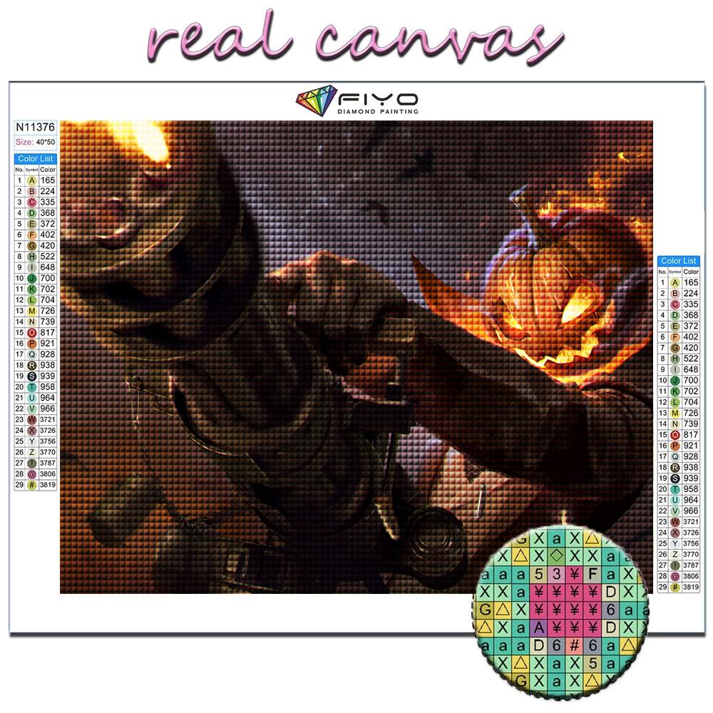 5D DIY diamentowe hafty Halloween straszna głowa dyni człowiek diamentowe malowanie mozaika do dekoracji wnętrz