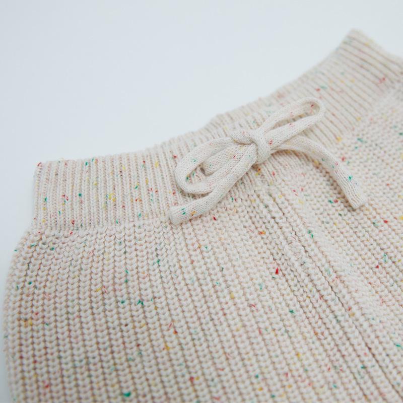 Europäische und Amerikanische Kinder Bunte Punkte Reine Baumwolle Basis Schicht Gestrickte Wollhose - Herbst/Winter für Säuglinge, Jungen und Mädchen.