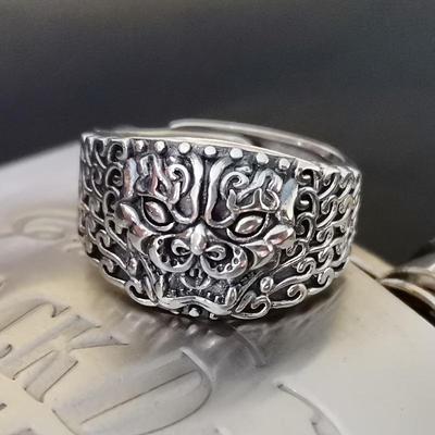 Pixiu Prosperity Thai Silver Ring - Ancient Style Retro Men's Open Taotie Design