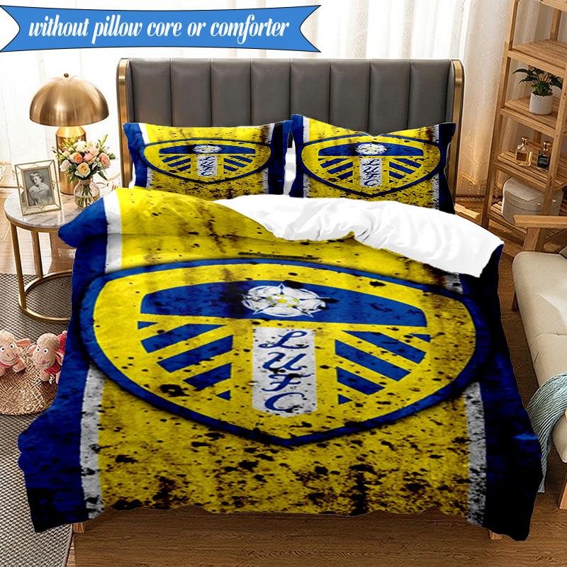 3PCS Leeds Crest Design Printed Soft Bedding Set,Including 1pc Duvet Cover And 2pcs Pillowcases Perfect for Bedroom, Dormitory, Fan gift