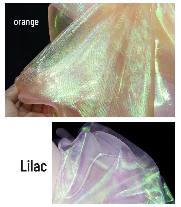 High-Density Iridescent Seven-Color Organza Fabric for Wedding and Stage Costumes