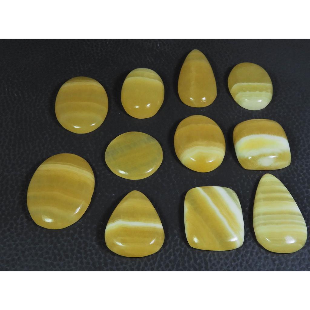 315Cts. Natürlicher Gelber Spitzenachat-Mix Cabochon Lose Edelsteine 11 Stück Los C-230