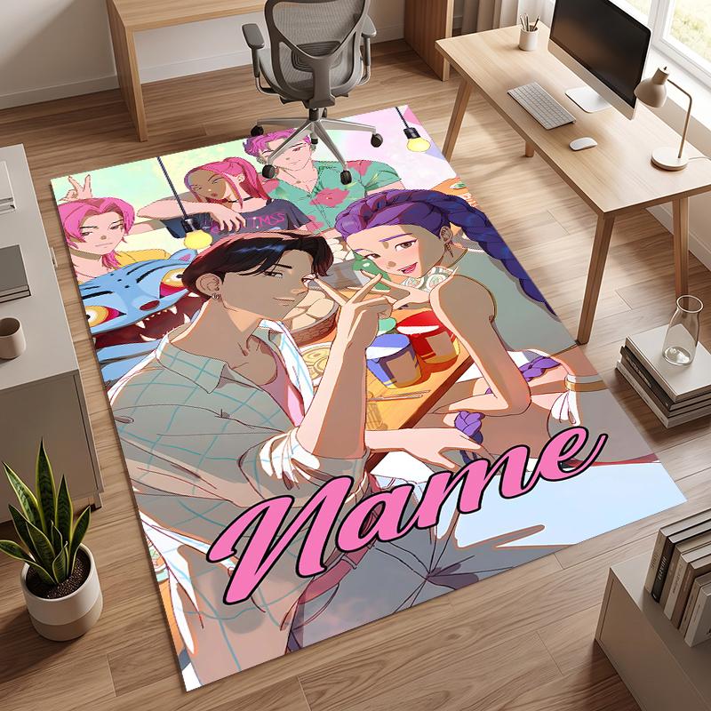 Vânători de demoni kpop (14) Covor de birou personalizat cu nume Decor elegant pentru sufragerie, dormitor, bucătărie
