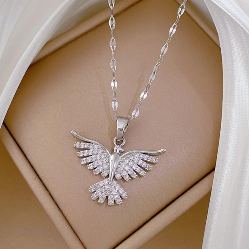 Women's Luxury Zircon Pendant Necklaces Jewelry with Stainless Steel Chain Party Birthday Necklace Earrings Fashion