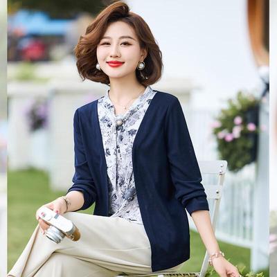 Qianlian Damen Faux Zweiteiler Strick Langarm Top
