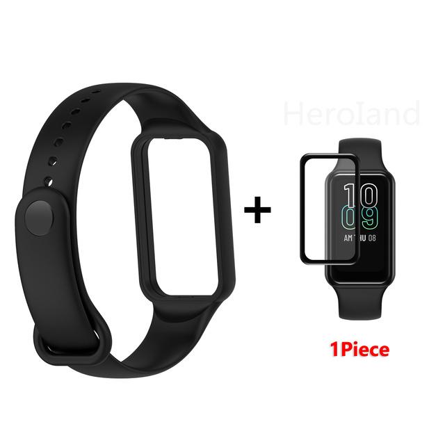 Fashion Silicone WatchStrap For Huami Amazfit Band 7 SmartWatch Band Bracelet Wristband For Amazfit band7 Strap Buckle +film