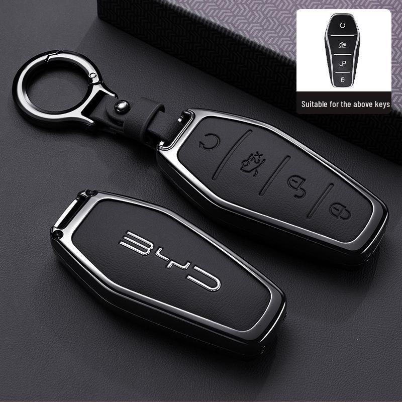 Premium Car Key Bag with Buckle for BYD Han, Qin Plus, Song Pro, Tang, Dolphin, and E9