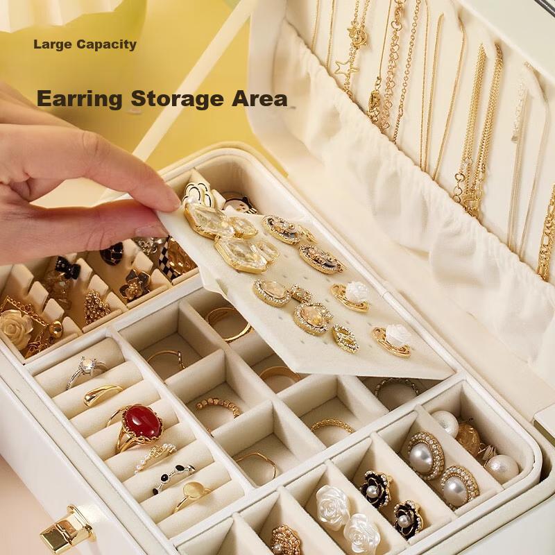 CADUKE Jewelry Storage Box for Necklaces, Earrings, Rings, Accessories And Jewelry Organizer, White