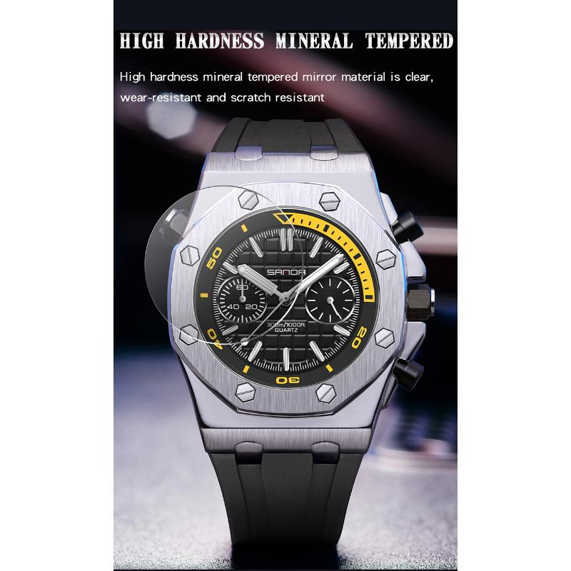 SANDA New Luminous Men's Quartz Watch Nails, Wodoodporne trendy Męskie zegarki kwarcowe