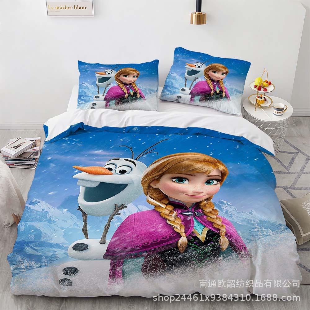 Cartoon Animation Kit 3D Digital Printing Quilt Cover Princess Bedding Three-Piece Set