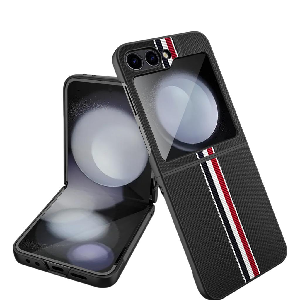 Carbon Fiber Fashion Business Case for Samsung Galaxy Z Flip6 5G Flip 6 5 Flip5 Flip4 Flip 4 3 Flip3 Anti-slip Covers
