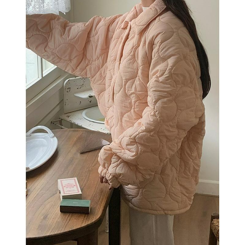 Rhombic Cotton Women's Korean Winter Clothes Retro Plus Size Jacket Bread Clothes Loose Insole Lamb Wool Women