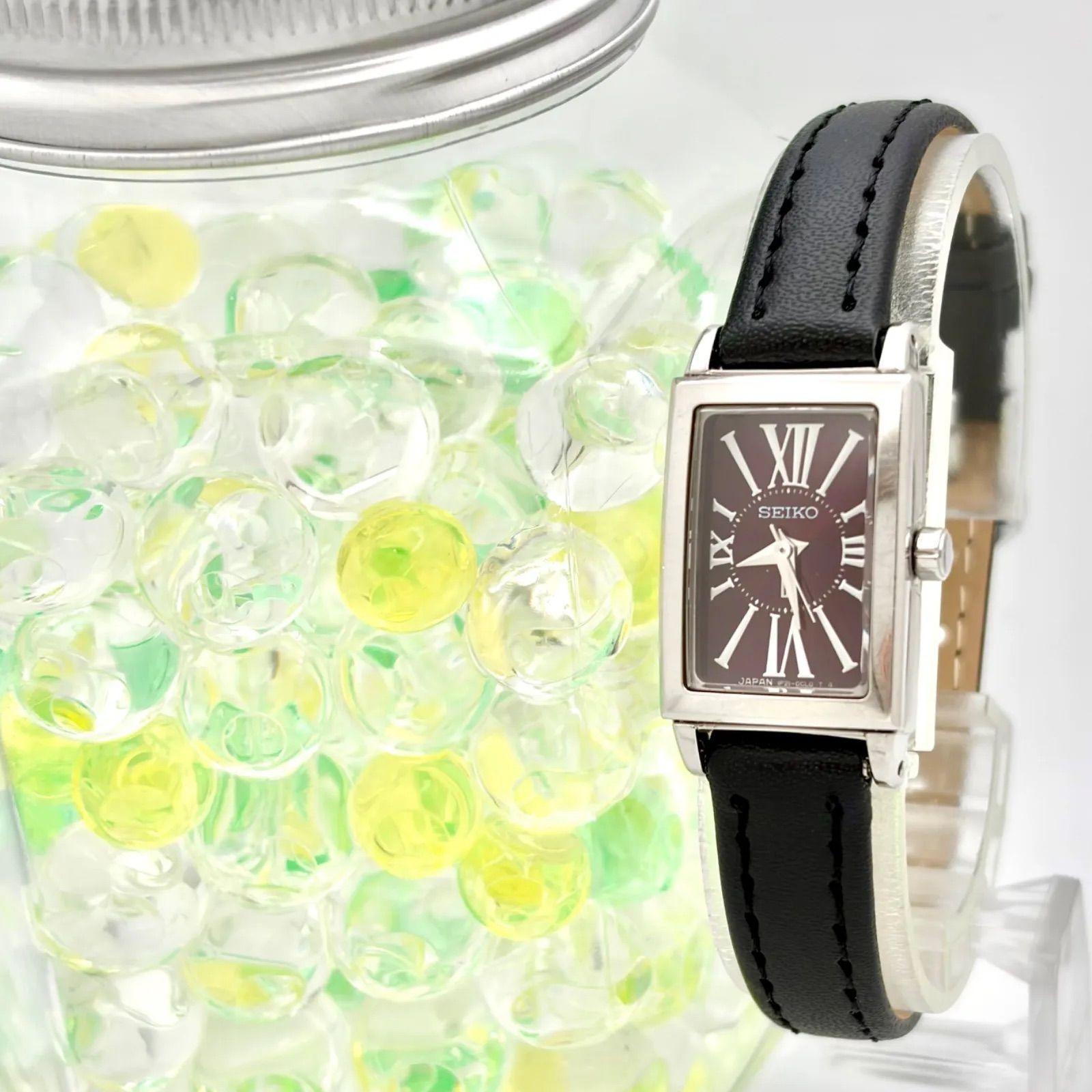 Б/у [Новый аккумулятор] Женские часы SEIKO lk Rukia Бордовый Серебристый Прямоугольные 1F21-0BK0 902808 Новый ремешок