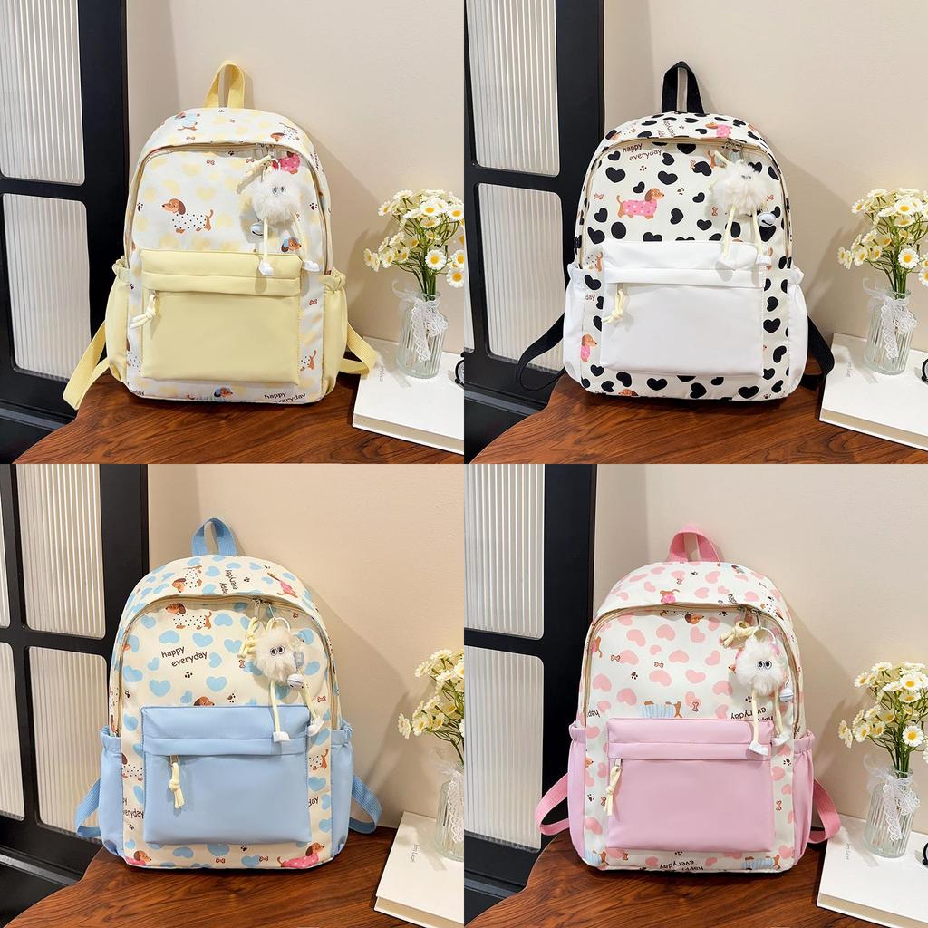 Dog Cartoon Backpack For Teens Large Capacity Nylon Breathable School Bag For Middle School Students