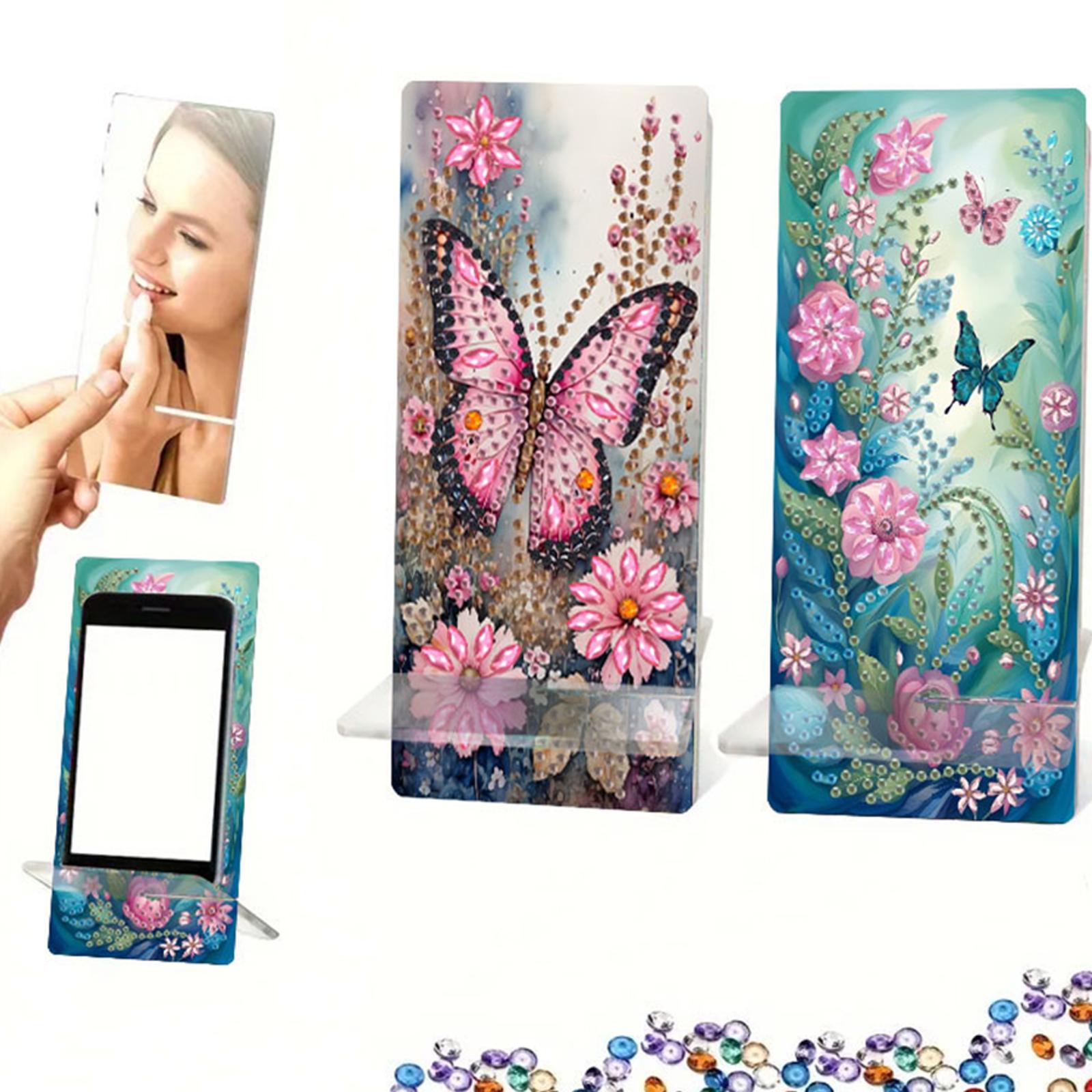2Pcs Acrylic DIY Animals Diamond Painting Phone Holder Diamond Art Phone Bracket 5D Diamonds Phone Stand for Adults Beginners